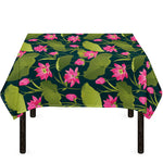 Hot Pink Lotus Pattern Print Tablecloth