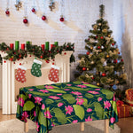 Hot Pink Lotus Pattern Print Tablecloth