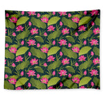 Hot Pink Lotus Pattern Print Tapestry
