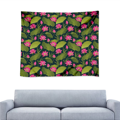 Hot Pink Lotus Pattern Print Tapestry