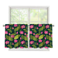 Hot Pink Lotus Pattern Print Tier Curtains