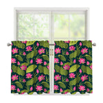 Hot Pink Lotus Pattern Print Tier Curtains