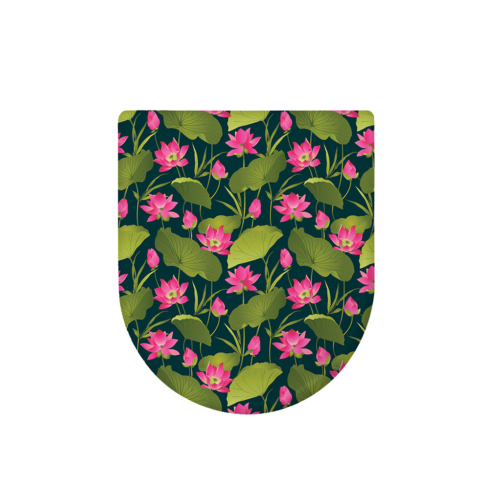 Hot Pink Lotus Pattern Print Toilet Lid Cover