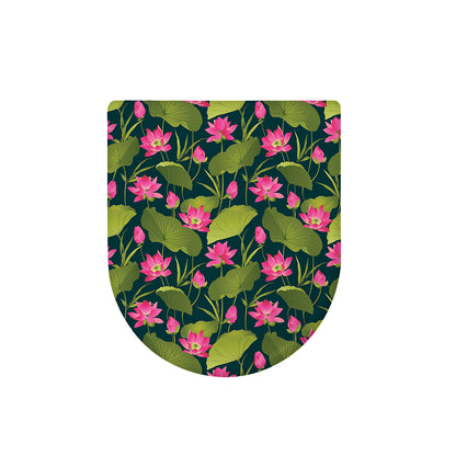 Hot Pink Lotus Pattern Print Toilet Lid Cover