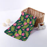 Hot Pink Lotus Pattern Print Towel