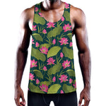 Hot Pink Lotus Pattern Print Training Tank Top