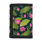 Hot Pink Lotus Pattern Print Trifold Wallet