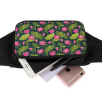 Hot Pink Lotus Pattern Print Waist Bag