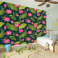 Hot Pink Lotus Pattern Print Wall Sticker