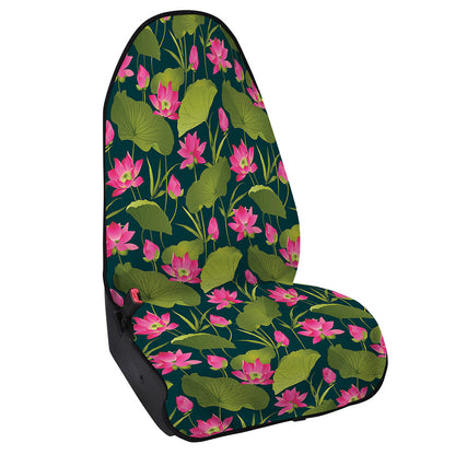 Hot Pink Lotus Pattern Print Waterproof Car Seat Cover