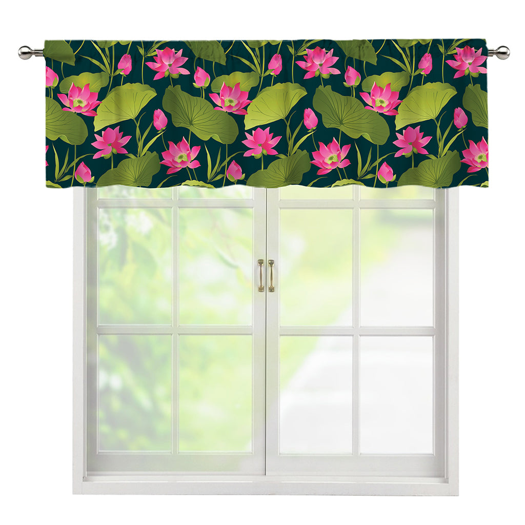 Hot Pink Lotus Pattern Print Window Valance