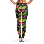 Hot Pink Lotus Pattern Print Women's Leggings