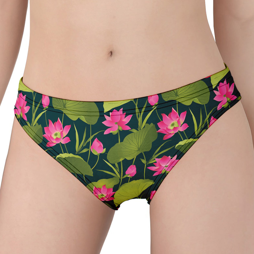 Hot Pink Lotus Pattern Print Women's Panties