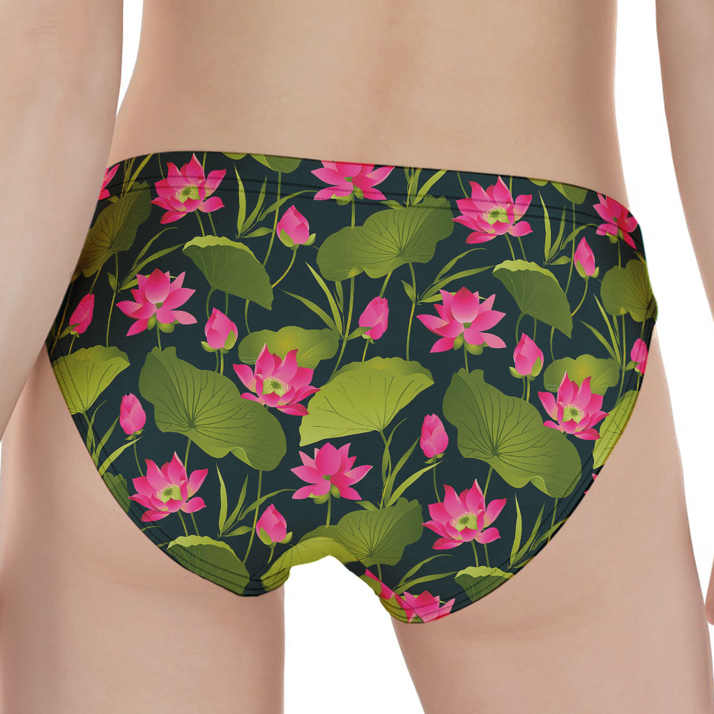 Hot Pink Lotus Pattern Print Women's Panties