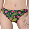 Hot Pink Lotus Pattern Print Women's Thong