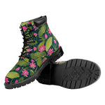 Hot Pink Lotus Pattern Print Work Boots