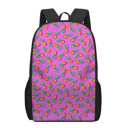 Hot Pink Pineapple Pattern Print 17 Inch Backpack