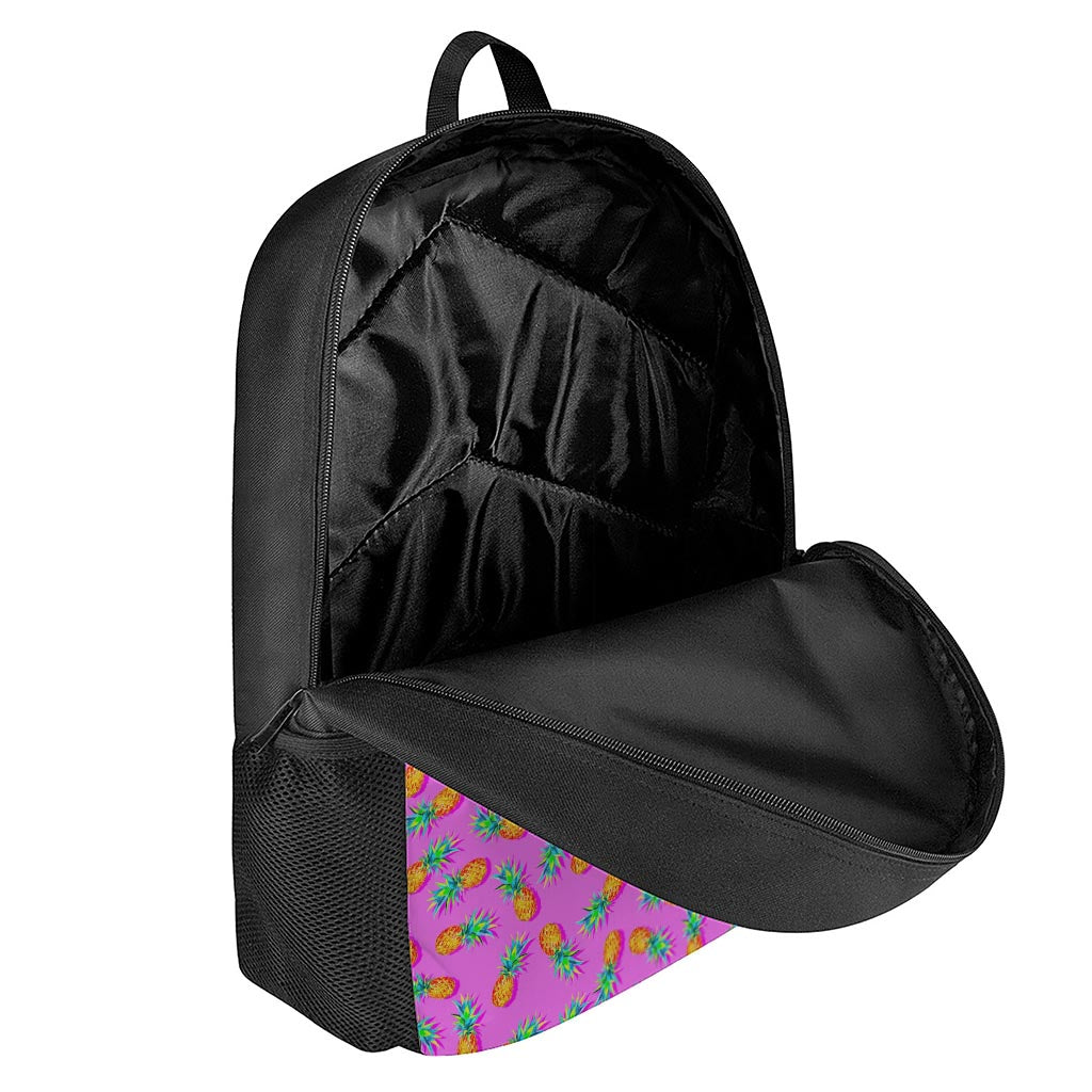 Hot Pink Pineapple Pattern Print 17 Inch Backpack