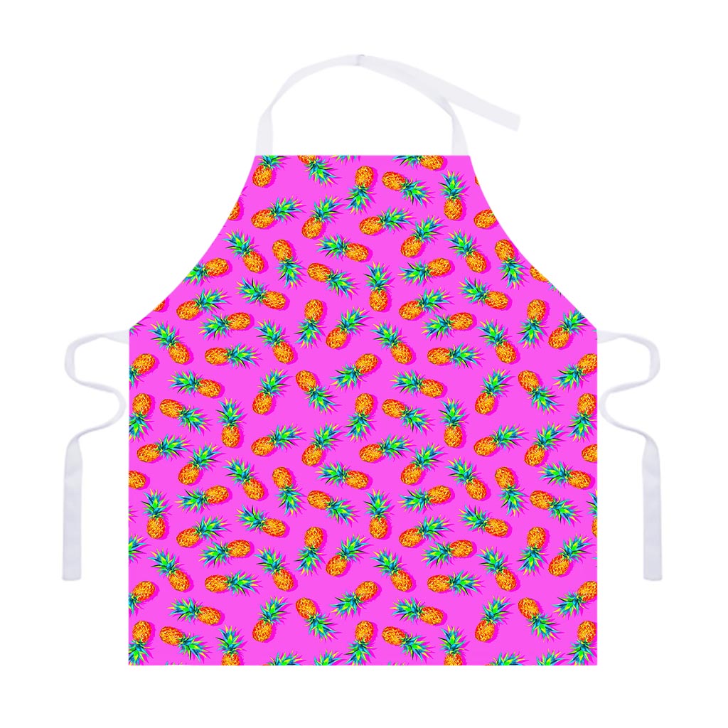 Hot Pink Pineapple Pattern Print Adjustable Apron