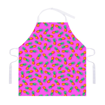 Hot Pink Pineapple Pattern Print Adjustable Apron