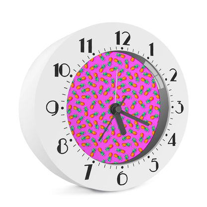 Hot Pink Pineapple Pattern Print Alarm Clock