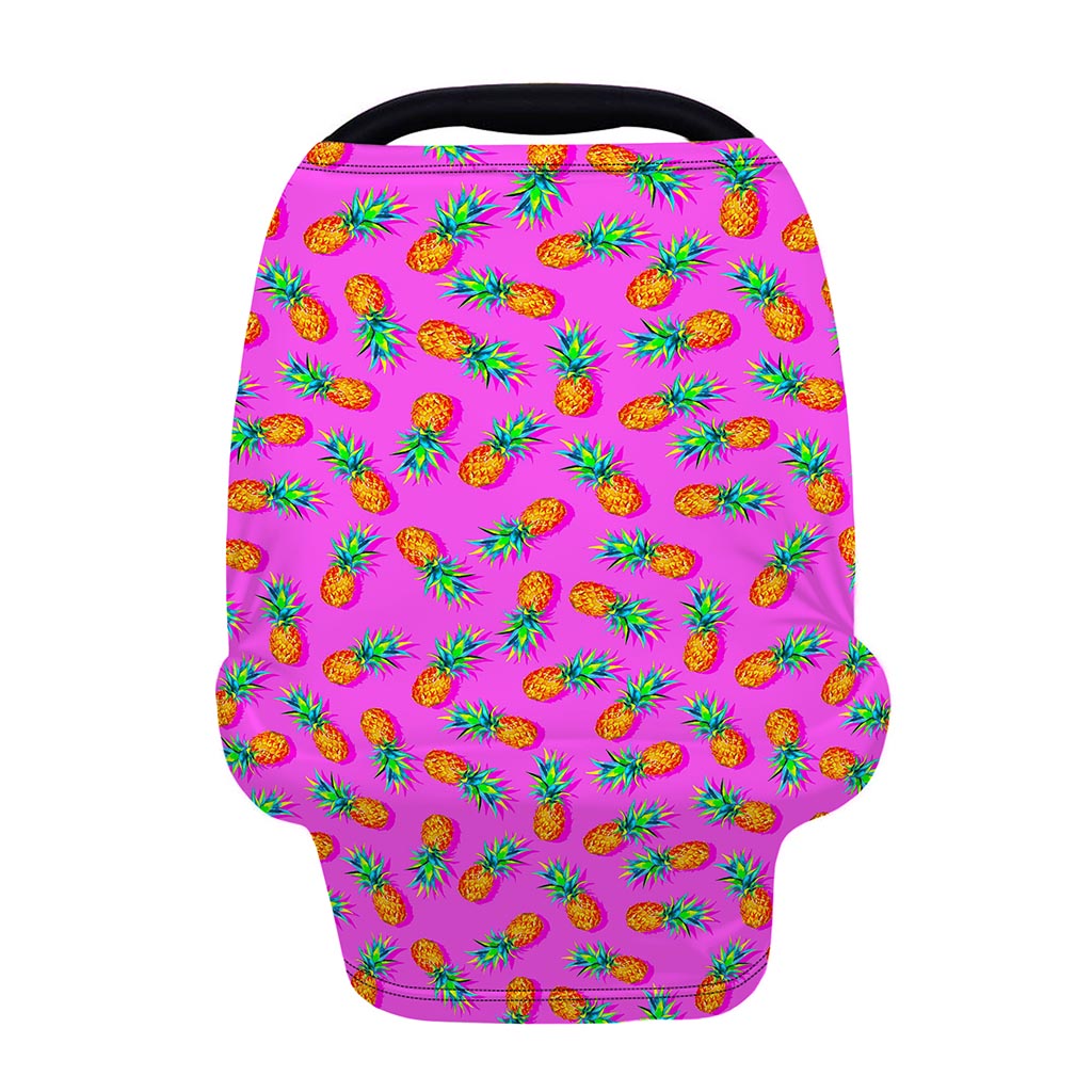 Hot Pink Pineapple Pattern Print Baby Seat Cover