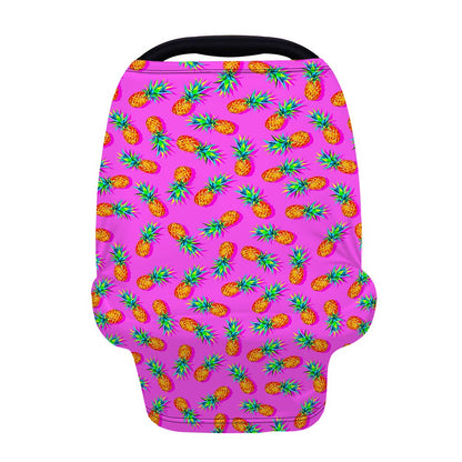 Hot Pink Pineapple Pattern Print Baby Seat Cover