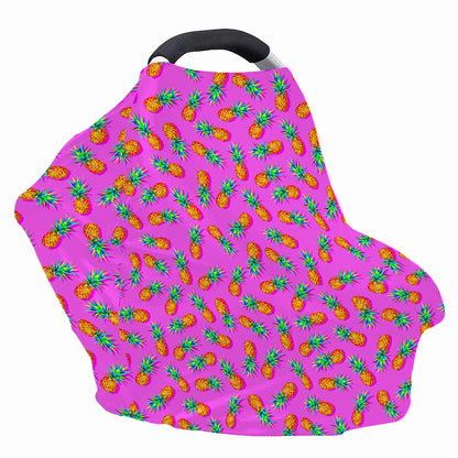Hot Pink Pineapple Pattern Print Baby Seat Cover