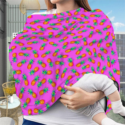 Hot Pink Pineapple Pattern Print Baby Seat Cover