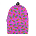 Hot Pink Pineapple Pattern Print School Backpack
