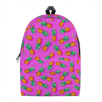 Hot Pink Pineapple Pattern Print Backpack