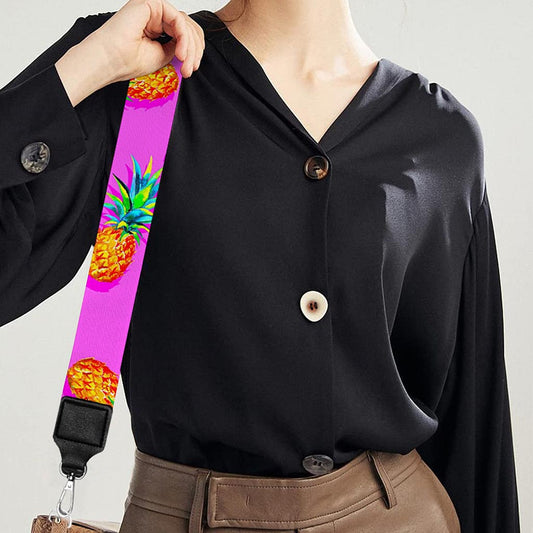 Hot Pink Pineapple Pattern Print Bag Strap