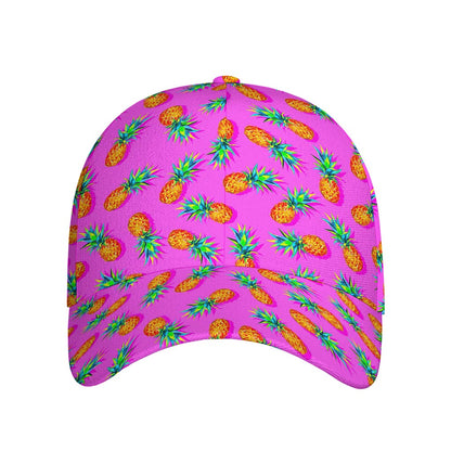 Hot Pink Pineapple Pattern Print Baseball Cap
