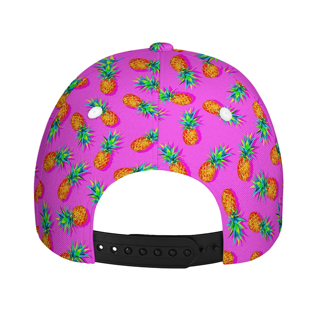 Hot Pink Pineapple Pattern Print Baseball Cap