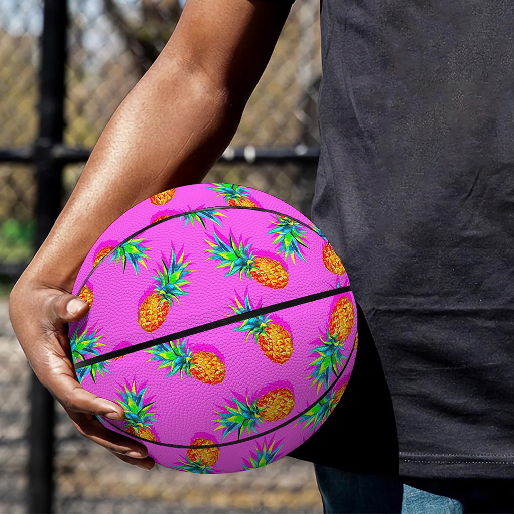 Hot Pink Pineapple Pattern Print Basketball