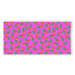 Hot Pink Pineapple Pattern Print Beach Towel