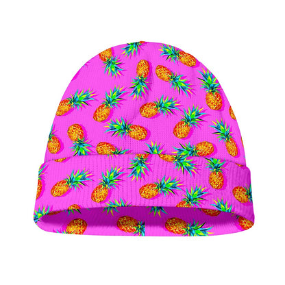 Hot Pink Pineapple Pattern Print Beanie