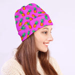 Hot Pink Pineapple Pattern Print Beanie