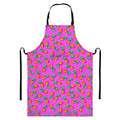 Hot Pink Pineapple Pattern Print Bib Apron With Pocket