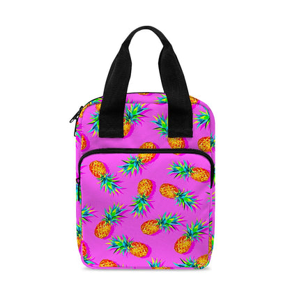 Hot Pink Pineapple Pattern Print Bible Tote Bag