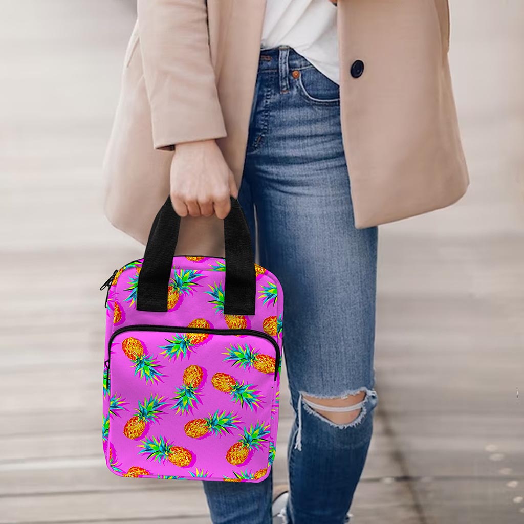 Hot Pink Pineapple Pattern Print Bible Tote Bag