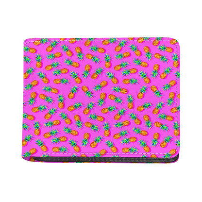 Hot Pink Pineapple Pattern Print Bifold Wallet