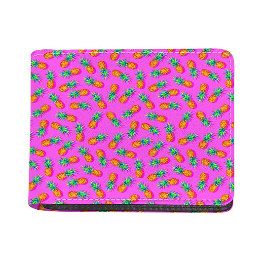 Hot Pink Pineapple Pattern Print Bifold Wallet