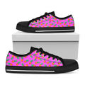 Hot Pink Pineapple Pattern Print Black Low Top Sneakers