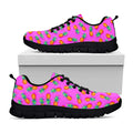 Hot Pink Pineapple Pattern Print Black Running Shoes