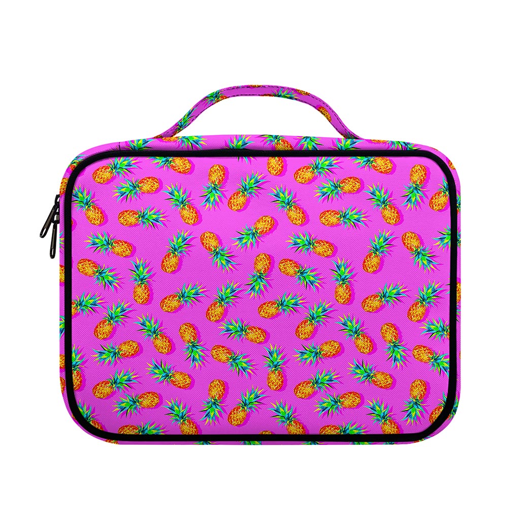 Hot Pink Pineapple Pattern Print Briefcase Bible Bag
