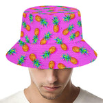 Hot Pink Pineapple Pattern Print Bucket Hat