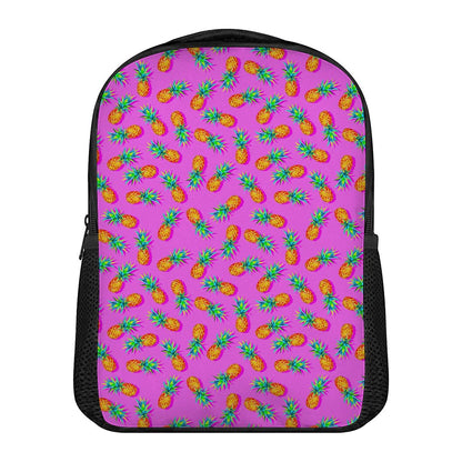 Hot Pink Pineapple Pattern Print Casual Backpack