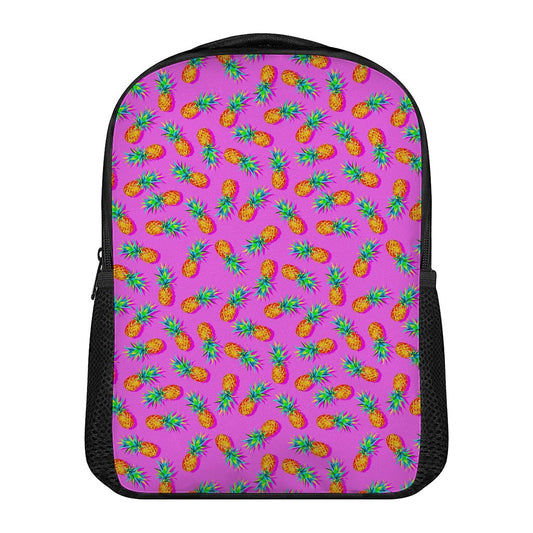 Hot Pink Pineapple Pattern Print Casual Backpack