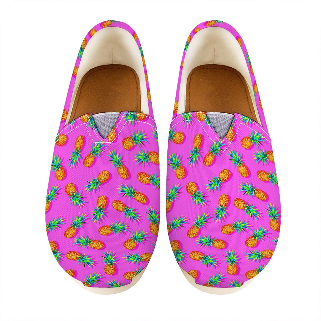 Hot Pink Pineapple Pattern Print Casual Shoes